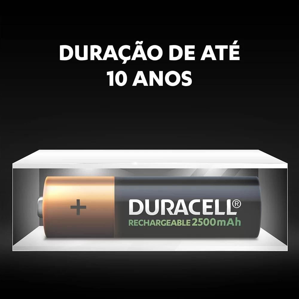 Miniatura Kit 4 Pilha Aa Recarregável Duracell 2500 Mah