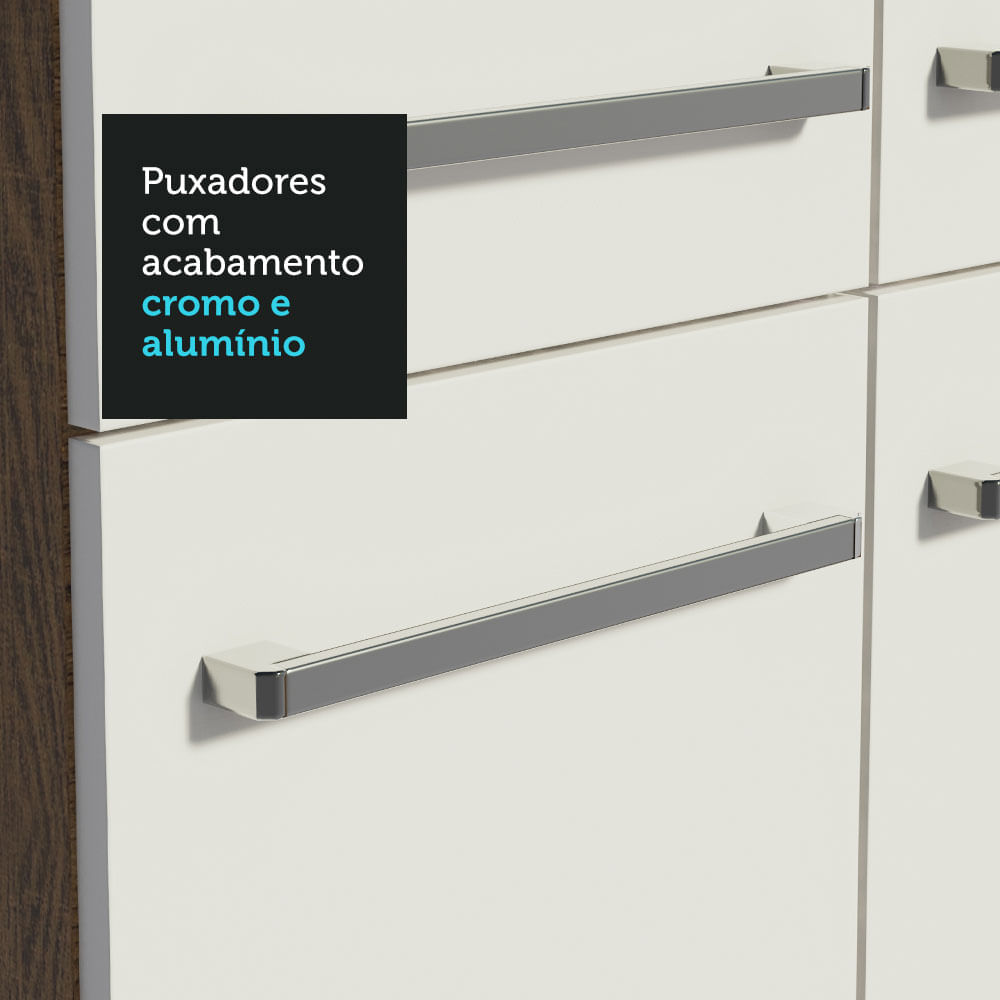 Miniatura Armário de Cozinha Completa 293cm com Pia Rustic/Branco Emilly Madesa 08 Cor:Rustic/Branco