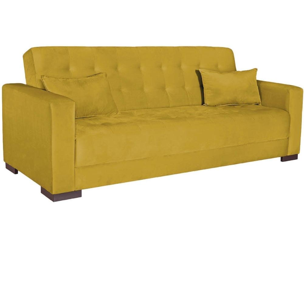 Miniatura Sofá Cama 3 Lugares Suede Ipanema Amarelo