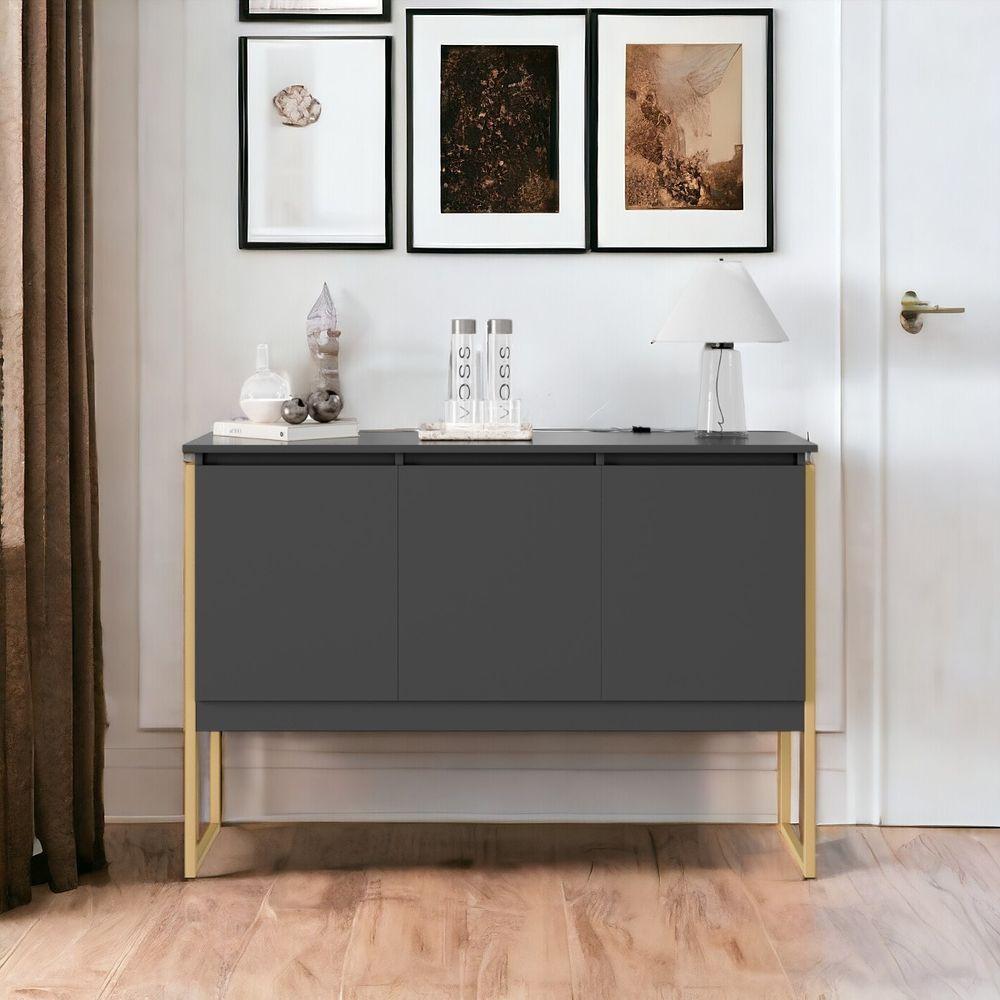 Miniatura Buffet Classico Com 3 Portas Veneza Preto Dourado