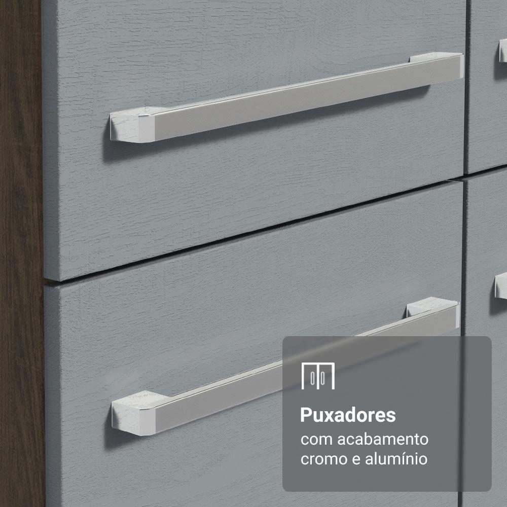 Armário De Cozinha Compacta 156 Cm Rustic-cinza Emilly Madesa 01