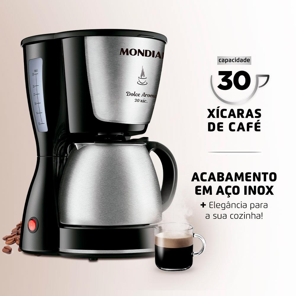 Miniatura Cafeteira Elétrica Mondial Dolce Arome C-37Ji-30X 800W Inox