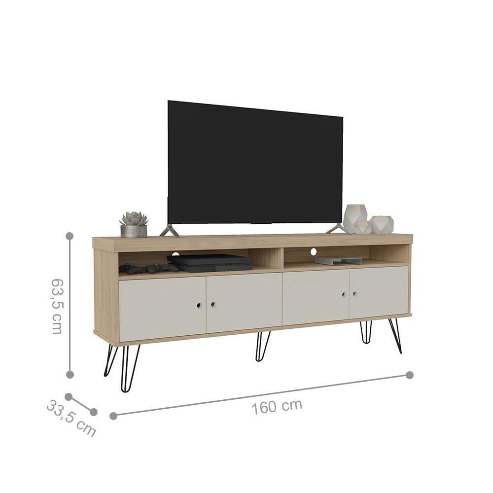 Miniatura Jogo Mesa De Centro E Rack Ekaterinburg Carvalho Off White