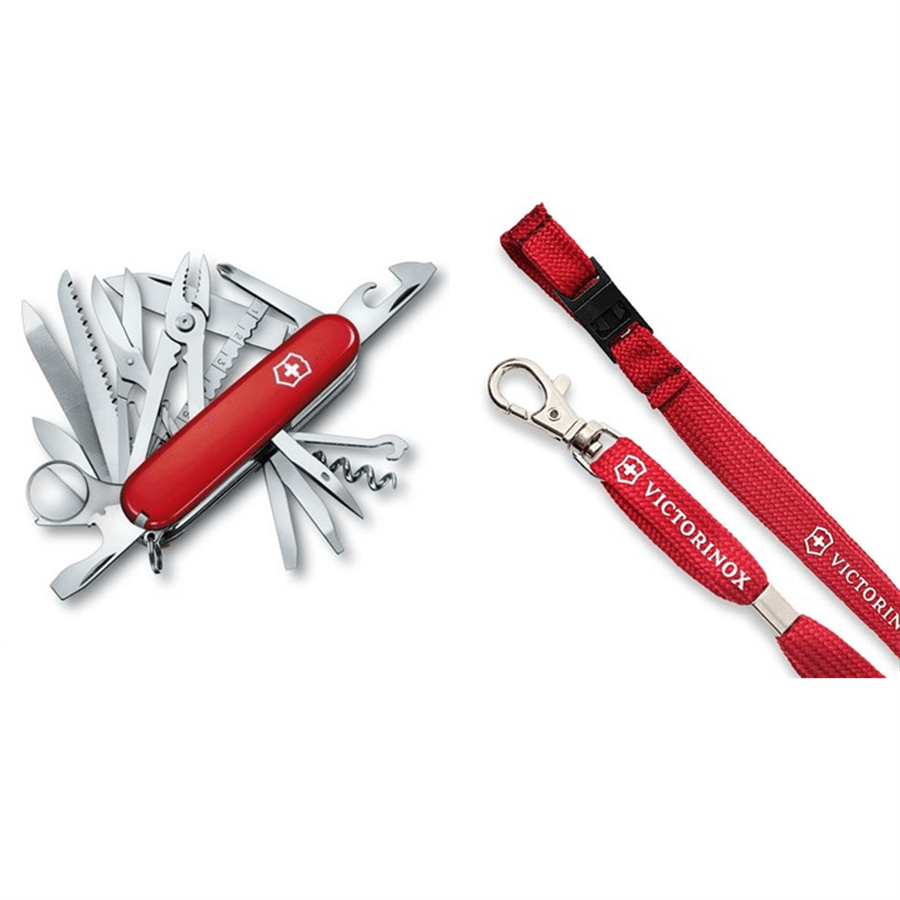 Combo Multiferramenta SwissChamp + Cordão de Pescoço Vermelho