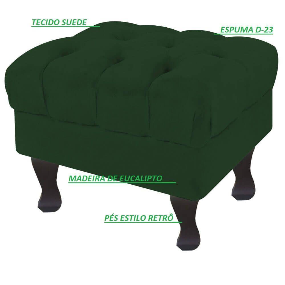 Miniatura Puff Decorativo Retro Luiz Xv Sem Baú Verde 60 Escritório