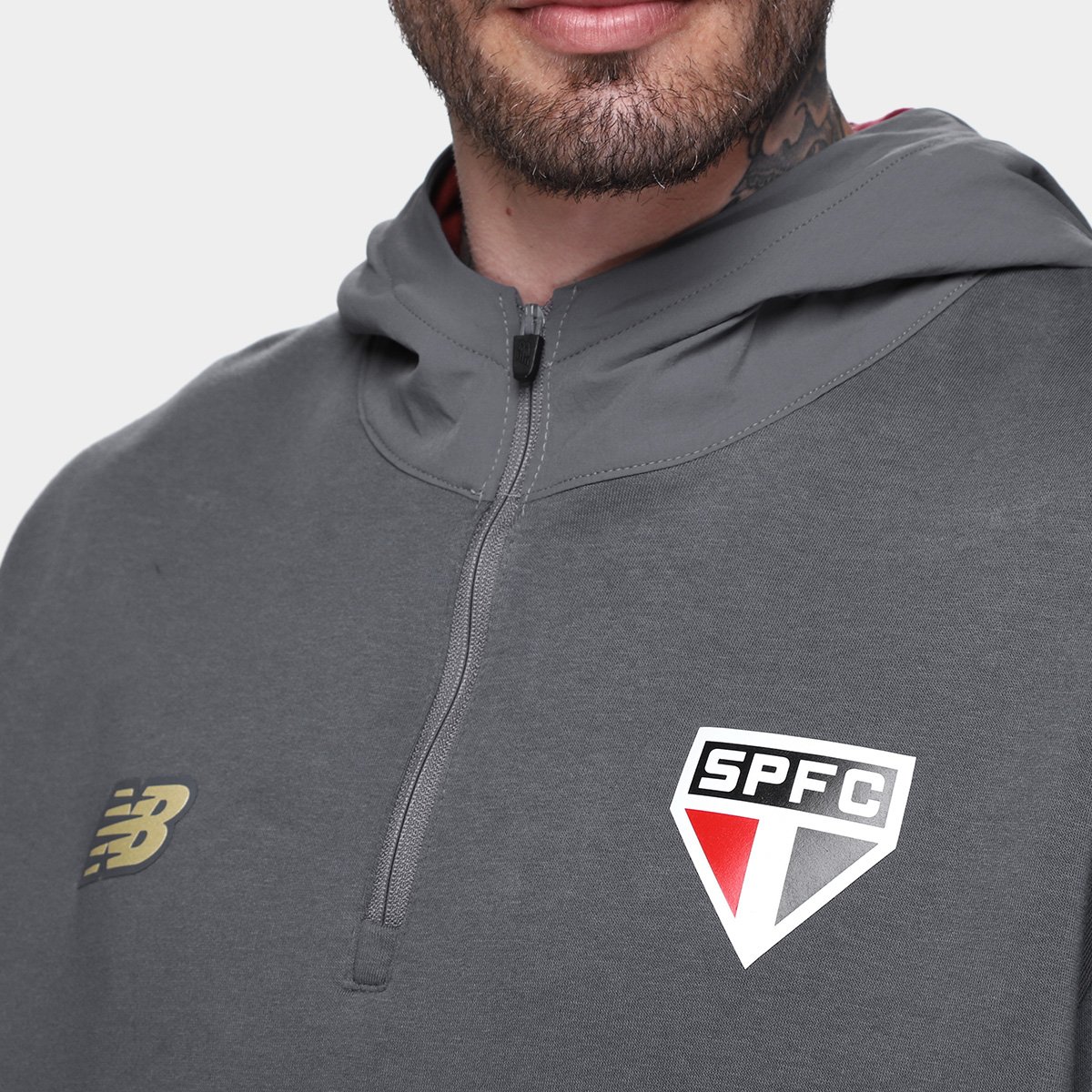Miniatura Moletom C/ Capuz São Paulo 25/26 Viagem New Balance Masculino Cinza - EGG