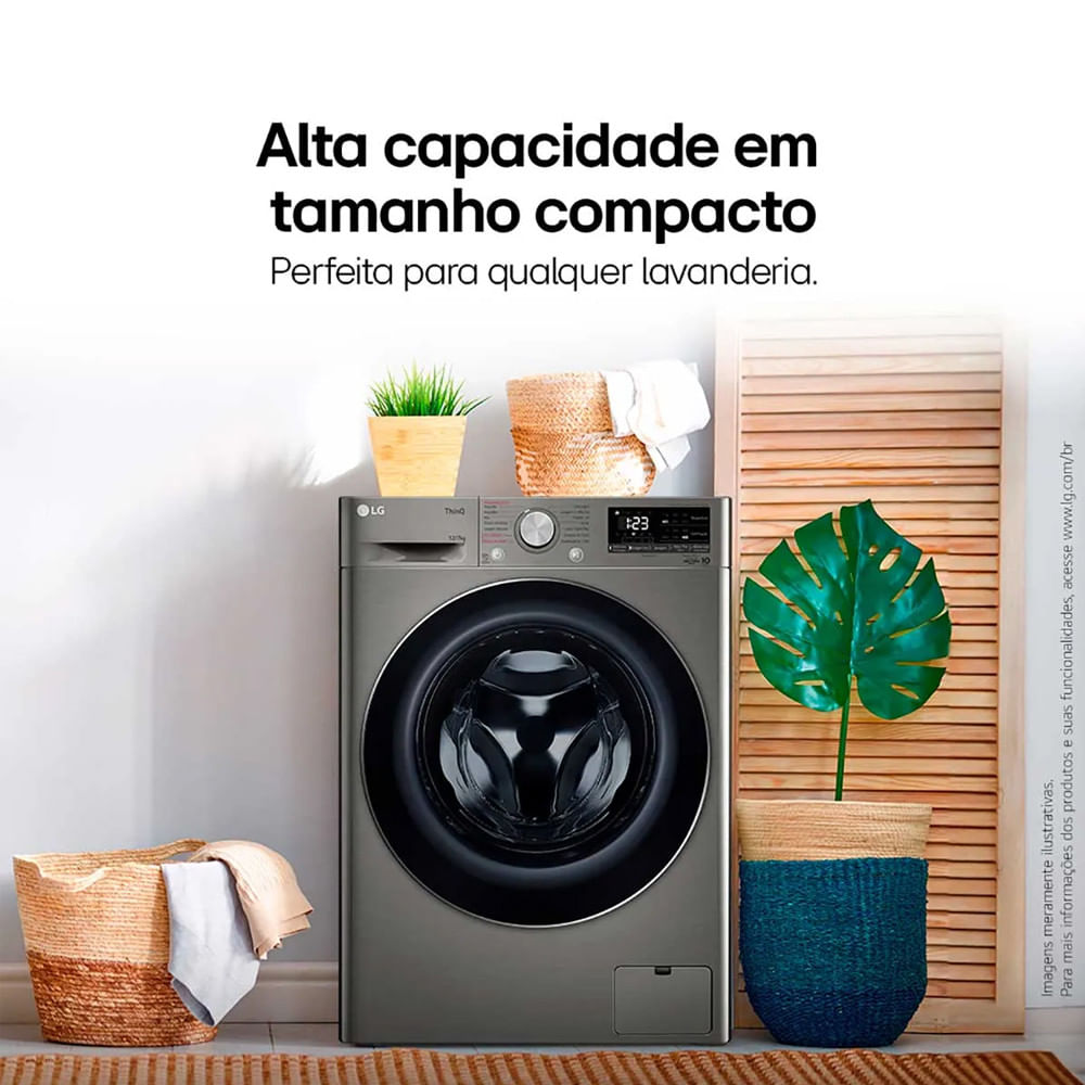 Miniatura Lava e Seca Smart LG VC4 12kg Look com Inteligência Artificial AIDD CV5012PC4 Inox - 110V