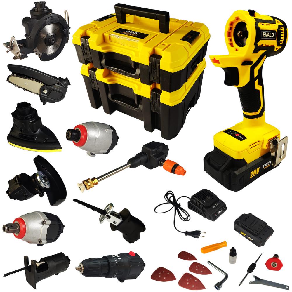 Miniatura Kit Furadeira Bateria 20V Multifuncional 10 em 1 Brushless EVFM-10 EVALD Bivolt