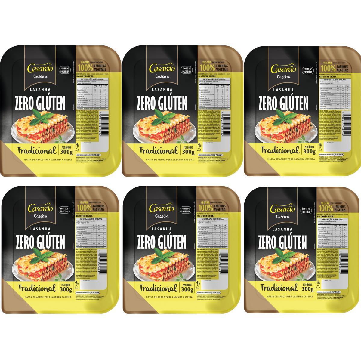 Miniatura Kit 6 Massa Lasanha Gourmet Caseira Sem Gluten 300G