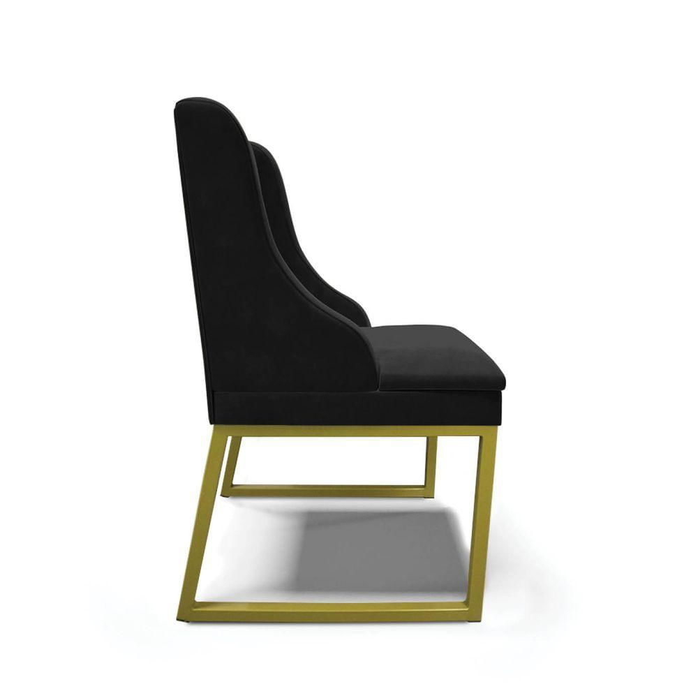 Miniatura Cadeira Sala De Jantar Industrial Dourado Liz Suede Preto D03 - D'rossi