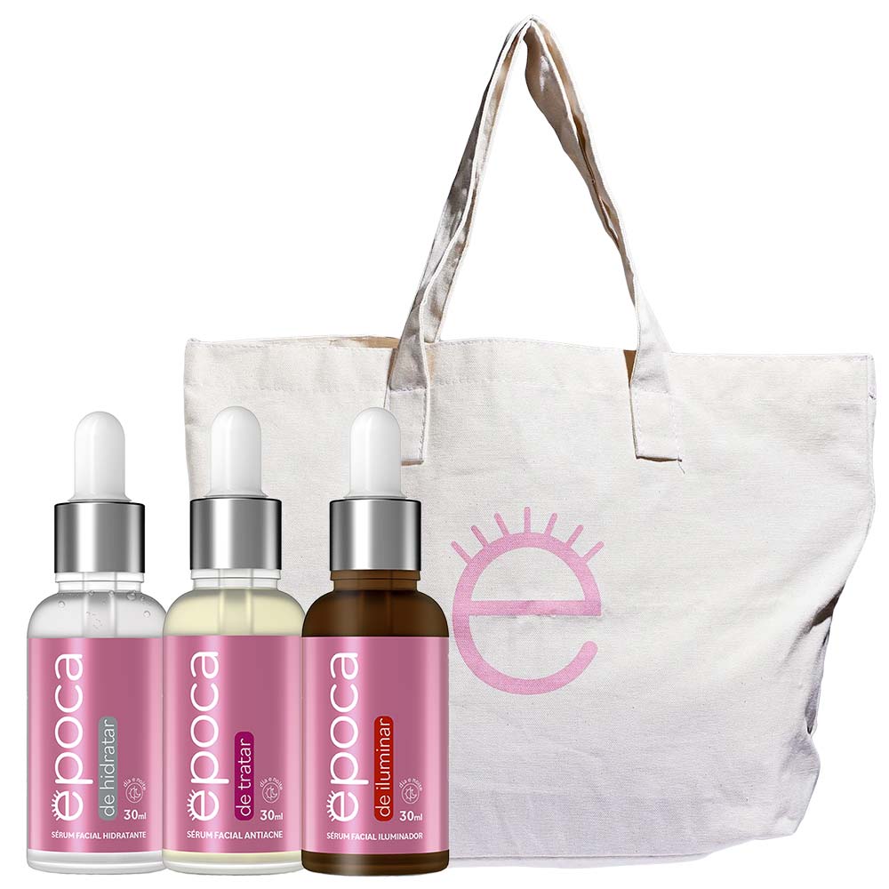 Miniatura Época by Dermage Kit – Época de Hidratar 30ml + Época de Iluminar 30ml + Época de Tratar 30ml + Ecobag Época Cosméticos Kit