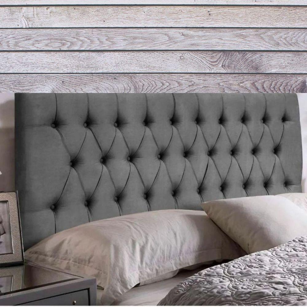 Miniatura Painel Cabeceira Dubai Para Cama Box-1,38 Mt-suede Cinza