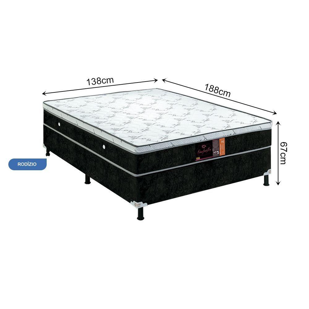 Miniatura Base Box E Colchao Casal Confort Flex Molas Ensacadas 1,88x1,38x0,67 Branco - Preto