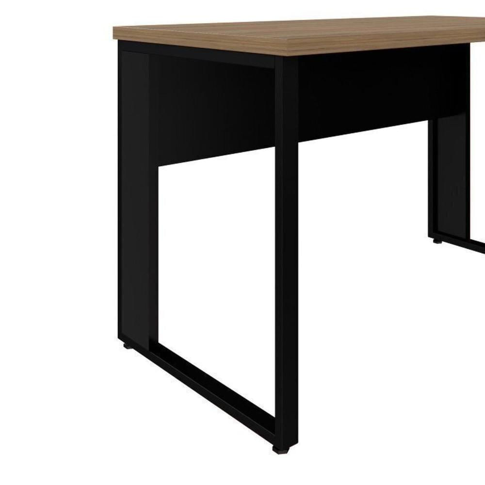 Miniatura Mesa para Escritório Diretor em L 120x150cm Marrom/Preto