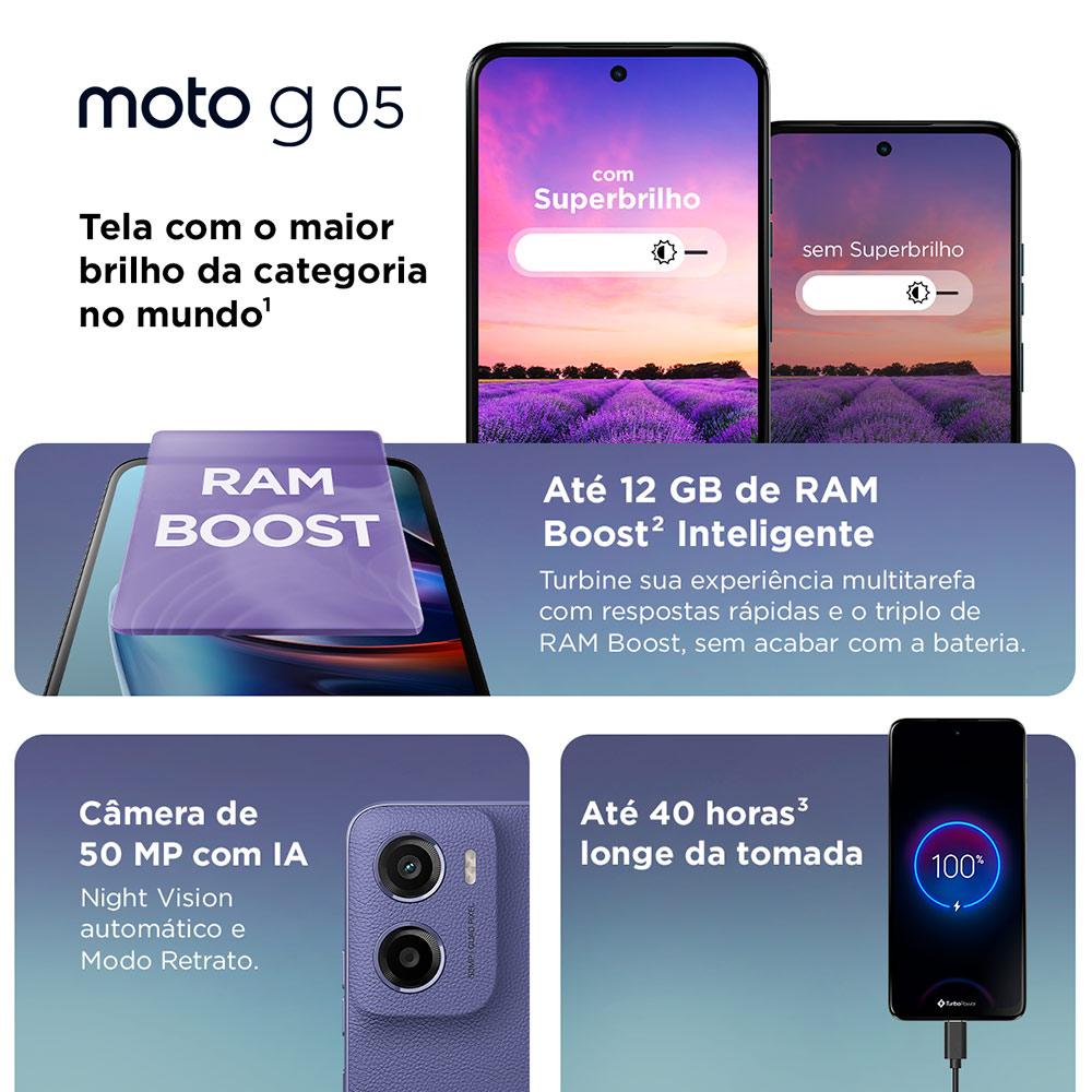 Miniatura Smartphone Motorola Moto G05 128Gb Dual Chip 4G Tela 6,7" Câmera 50MP Cinza
