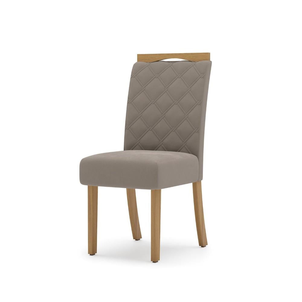 Miniatura Sala de Jantar Carla Mesa 160 Cm Canto Reto com Vidro 6 Cadeiras Espresso Móveis Nature/Off White/Marrom Amêndoa