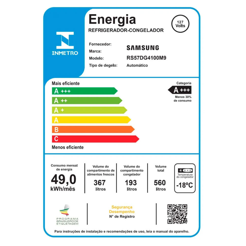 Geladeira Side by Side RS57 SmartThings Inox com Dispenser de Água, AI Energy Mode e SpaceMax 560 Litros Samsung Inox - 110V
