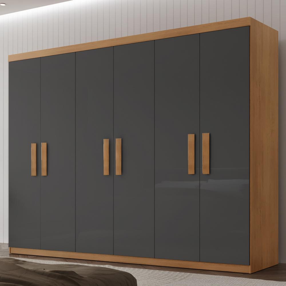 Guarda Roupa Casal 6 Portas 2 Gavetas MDF Petra