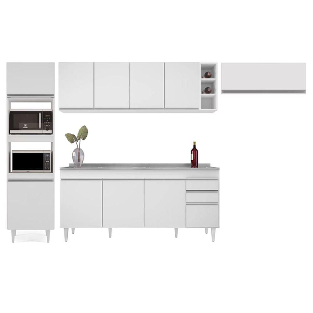 Miniatura Armário De Cozinha Modulada 5 Peças Cp18 Com Pia Inox Branco - Lumil