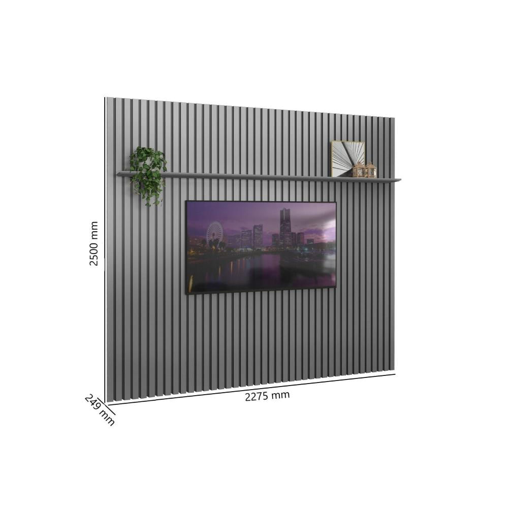 Miniatura Painel Ripado para Tv até 89 Polegadas 231 Cm Absolut Cinza
