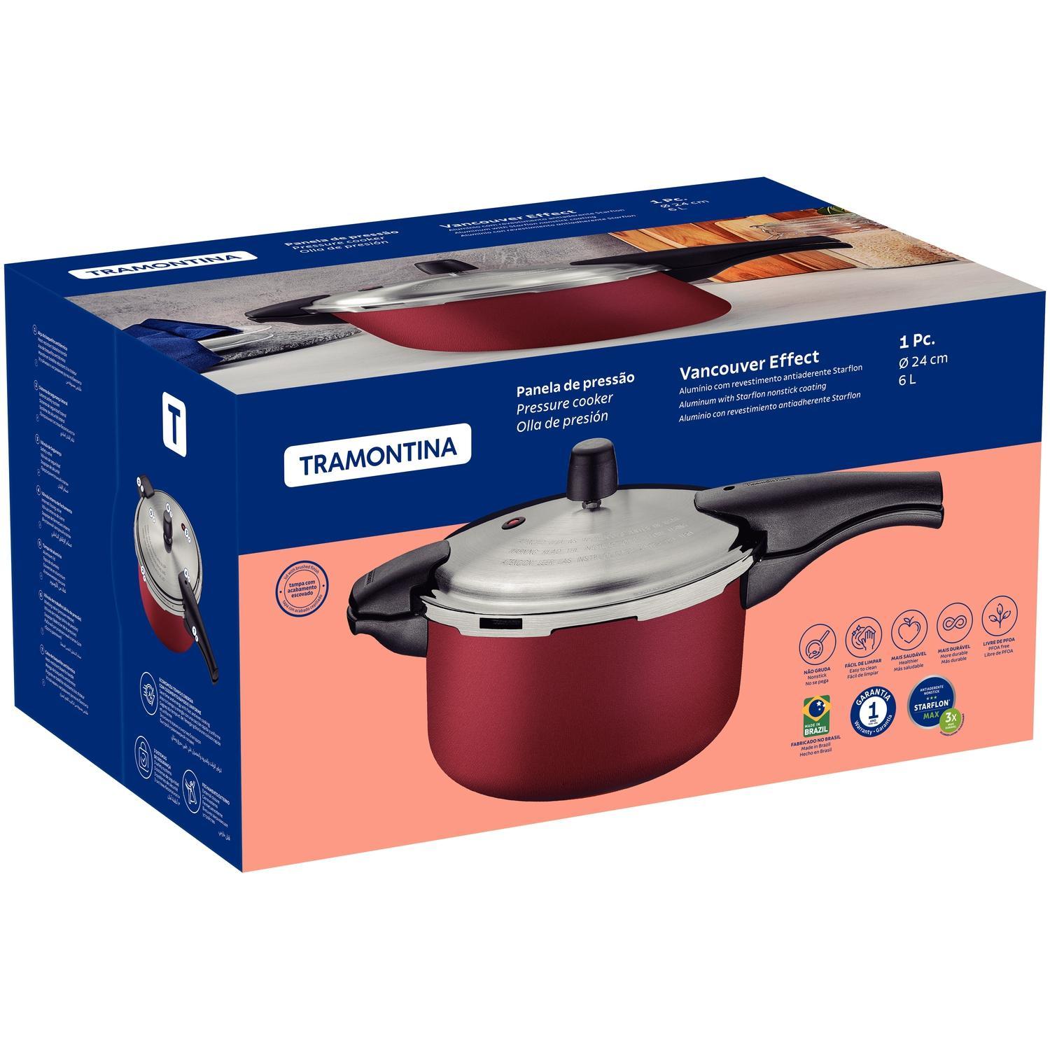 Panela De Pressão Tramontina Vancouver 6L 24Cm Vermelha