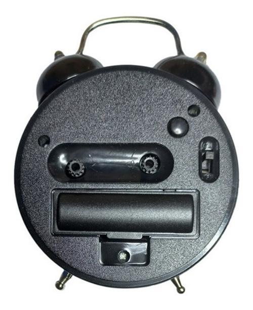 Miniatura Relógio Despertador Analógico Preto Retrô Vintage