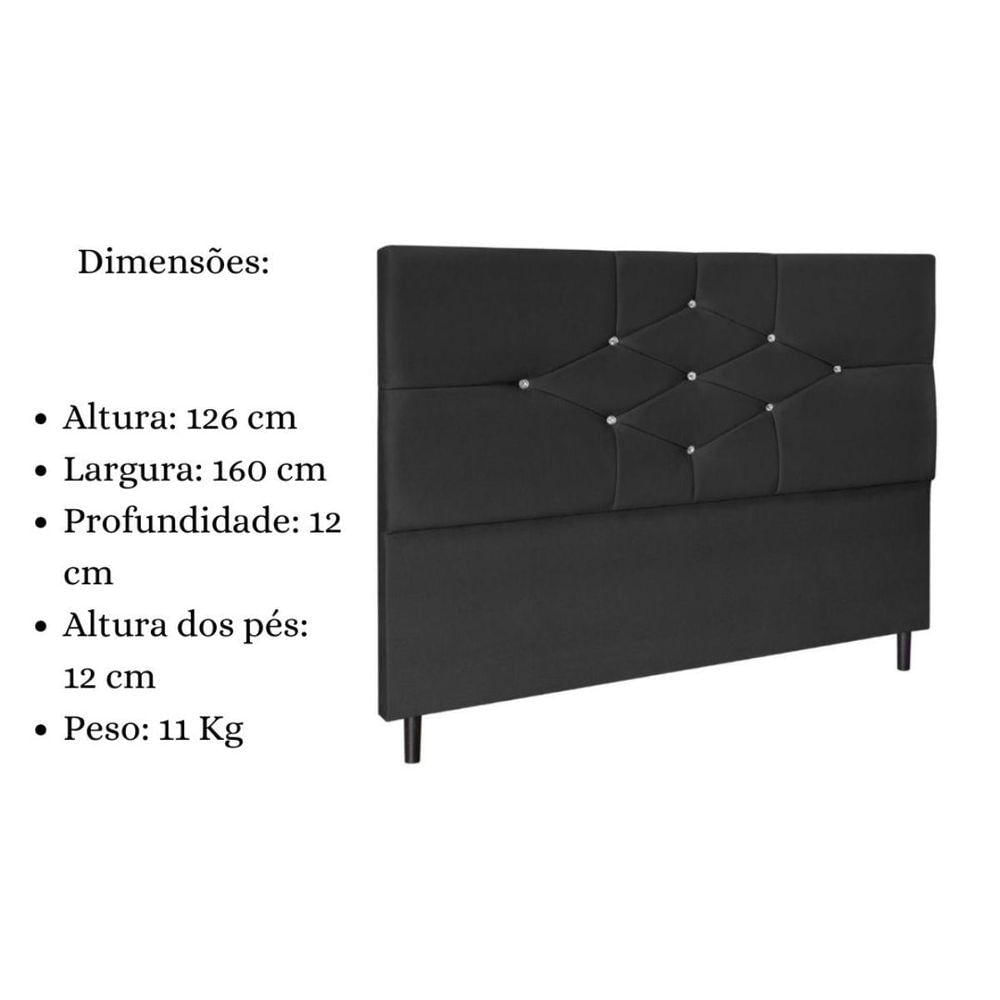 Miniatura Cabeceira Cama Box Queen 160cm Virgínia Suede Preto E Frame