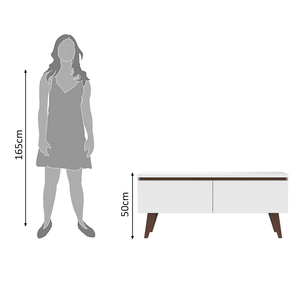 Miniatura Rack para TV até 55 Polegadas Madesa Le Mans com 2 Portas - Branco/Rustic Rustic/Branco