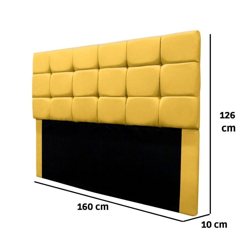Miniatura Cabeceira Cama Box Queen 160 Cm Bianca Suede Amarelo
