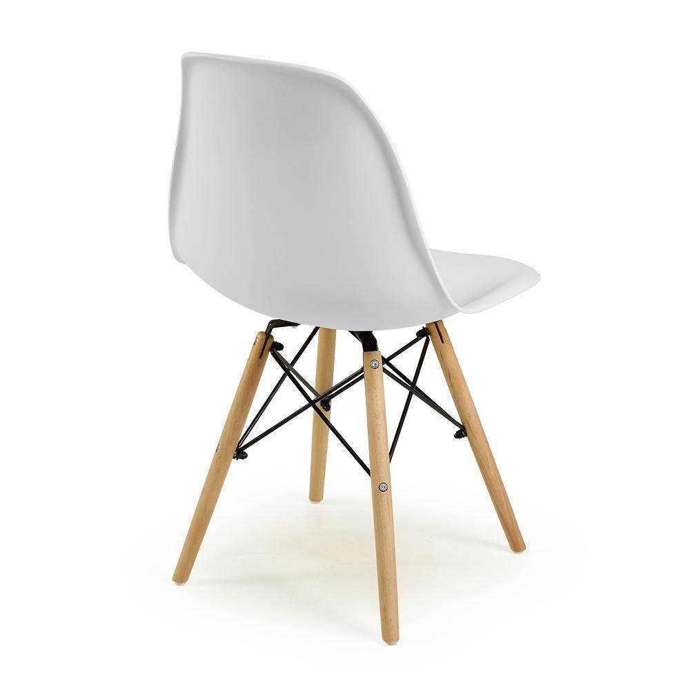 Miniatura Conjunto Mesa De Jantar Redonda Luana Amadeirada Natural 120cm Com 4 Cadeiras Eames Eiffel - Cinza