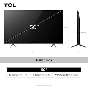 Smart TV TCL 50" 4K QD-Mini Led 50C6KS 60Hz com Sistema Operacional Google TV