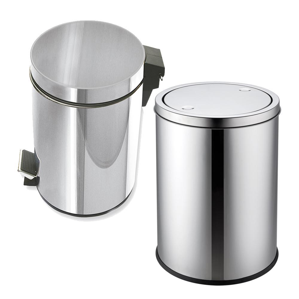 Miniatura Kit Lixeira Inox Basculante 12L Lixeira Inox Pedal 12L