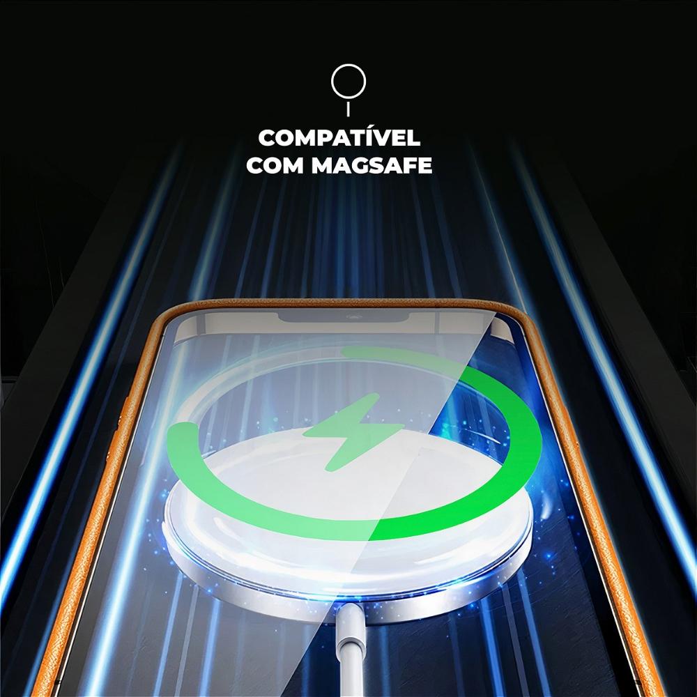 Miniatura Capa case capinha para iPhone 17 Pro Max - Magsafe Tech Couro - Marrom - Gshield