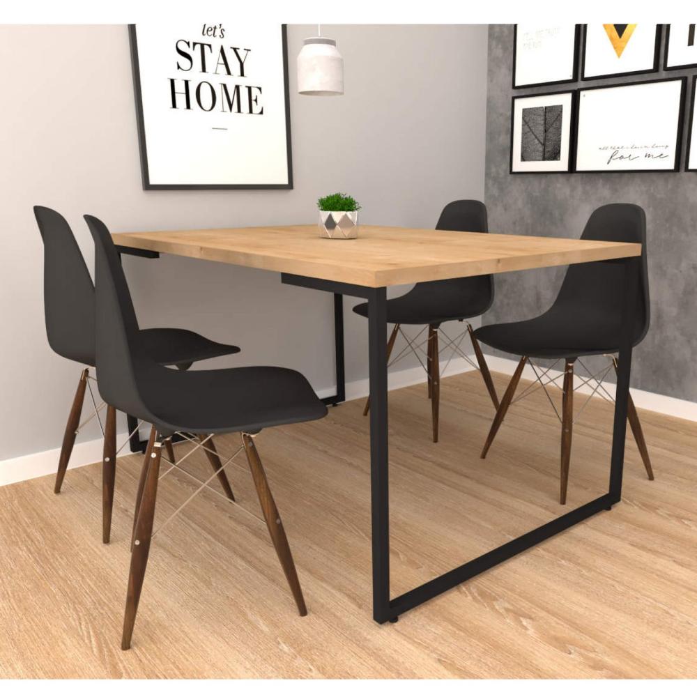 Mesa de Jantar Industrial 6 Lugares Porto Espresso Móveis Natura/Preto Mesa de Jantar Tampo em BP de 30mm Porto Espresso Móveis Natura/Preto