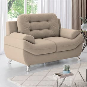 Miniatura Sofá 2 Lugares Linoforte Mercury Revestido em Tecido Suede - 150cm de largura Areia