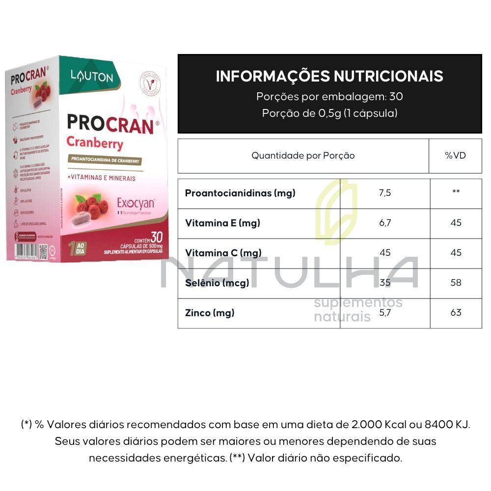 Miniatura Procran Cranberry + Vitamina E, C, Selênio E Zinco 30 Doses