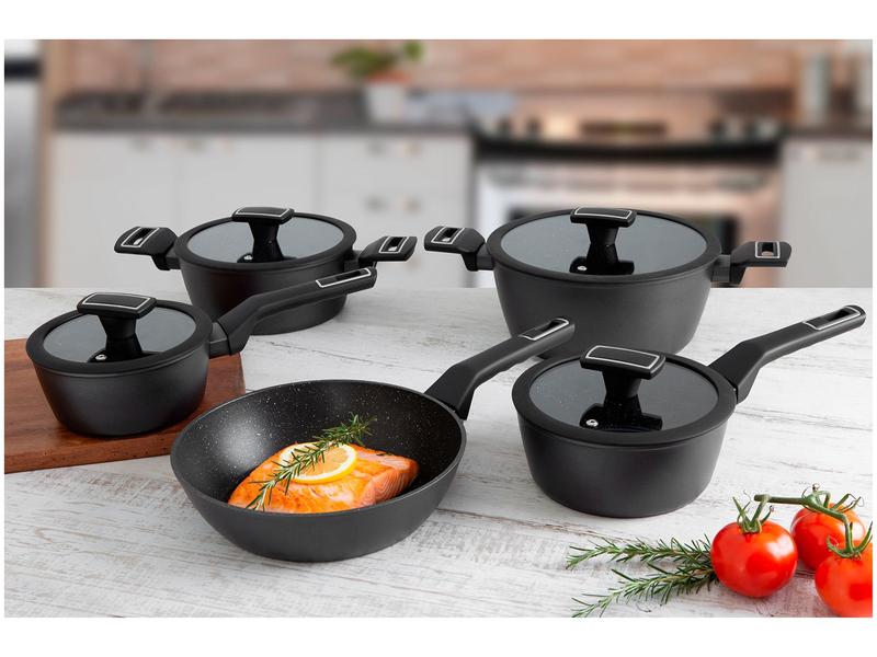 Miniatura Jogo de Panelas Brinox Revestimento Cerâmico Preto 5 Peças Carbon Ceramic Life