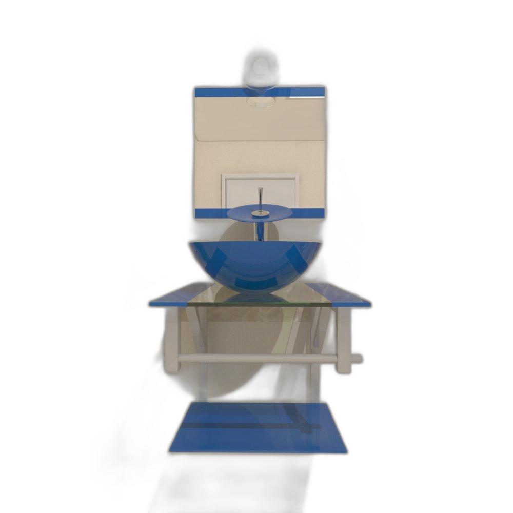 Miniatura Gabinete De Vidro Para Banheiro 40Cm Cuba Redonda Ac Azul