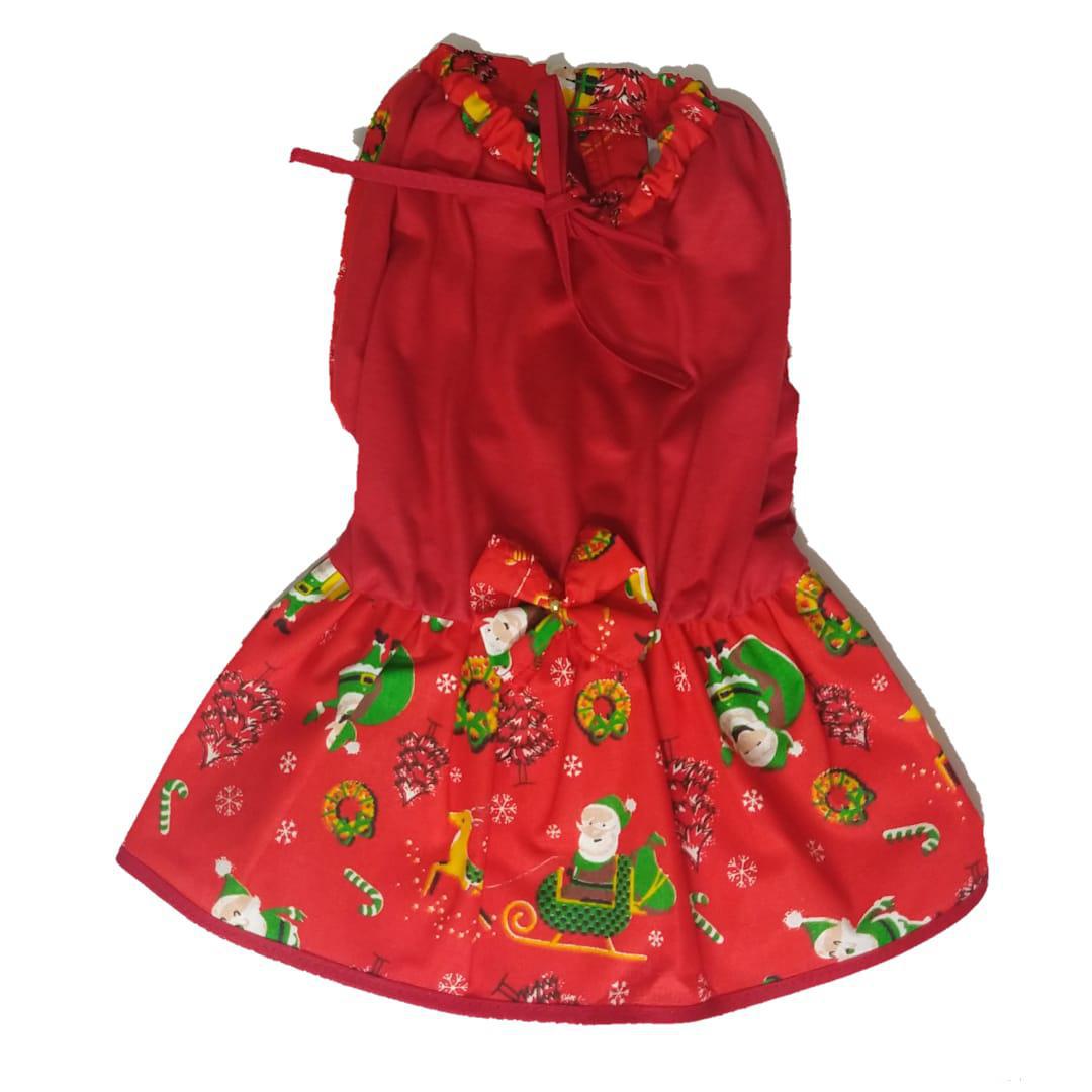 Miniatura Vestido De Natal Para Cachorro Saia Vermelha - Tamanho P