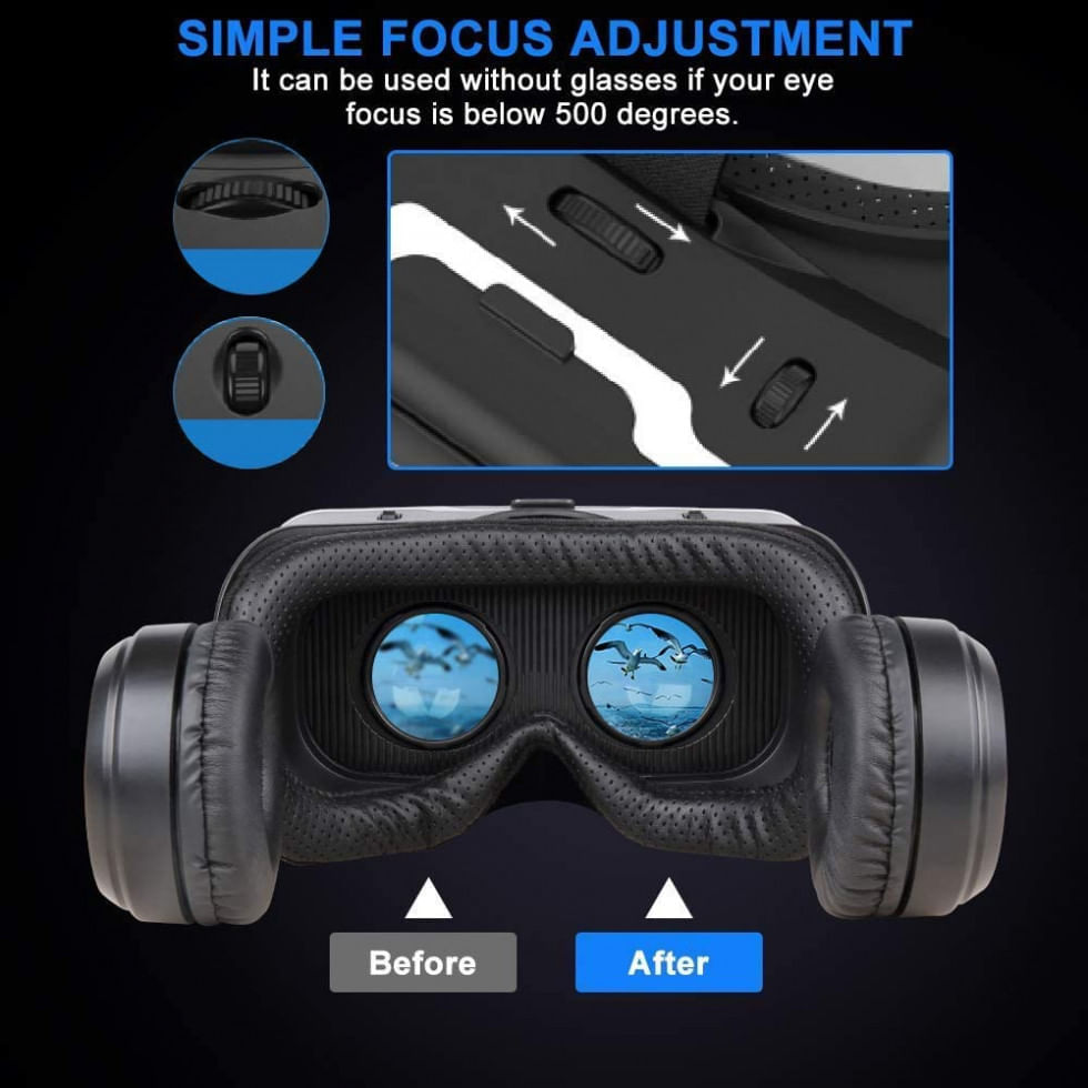 Miniatura Óculos VR Realidade Virtual VR SHINECON 4336701614 com Fone de Ouvido e Controle, Preto