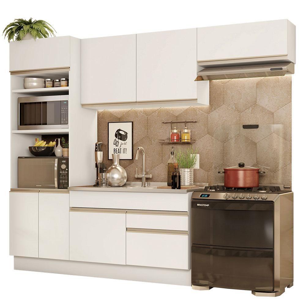 Armário De Cozinha Completa 270cm Branco Glamy Madesa 15 Branco