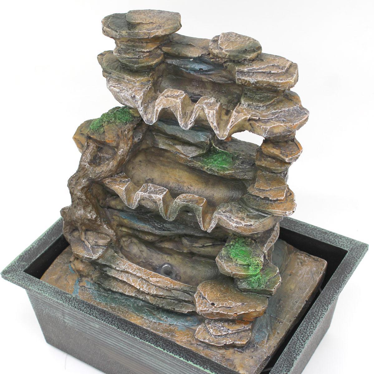 Miniatura Fonte Agua Decorativa Cascata Iluminação Led Gt743