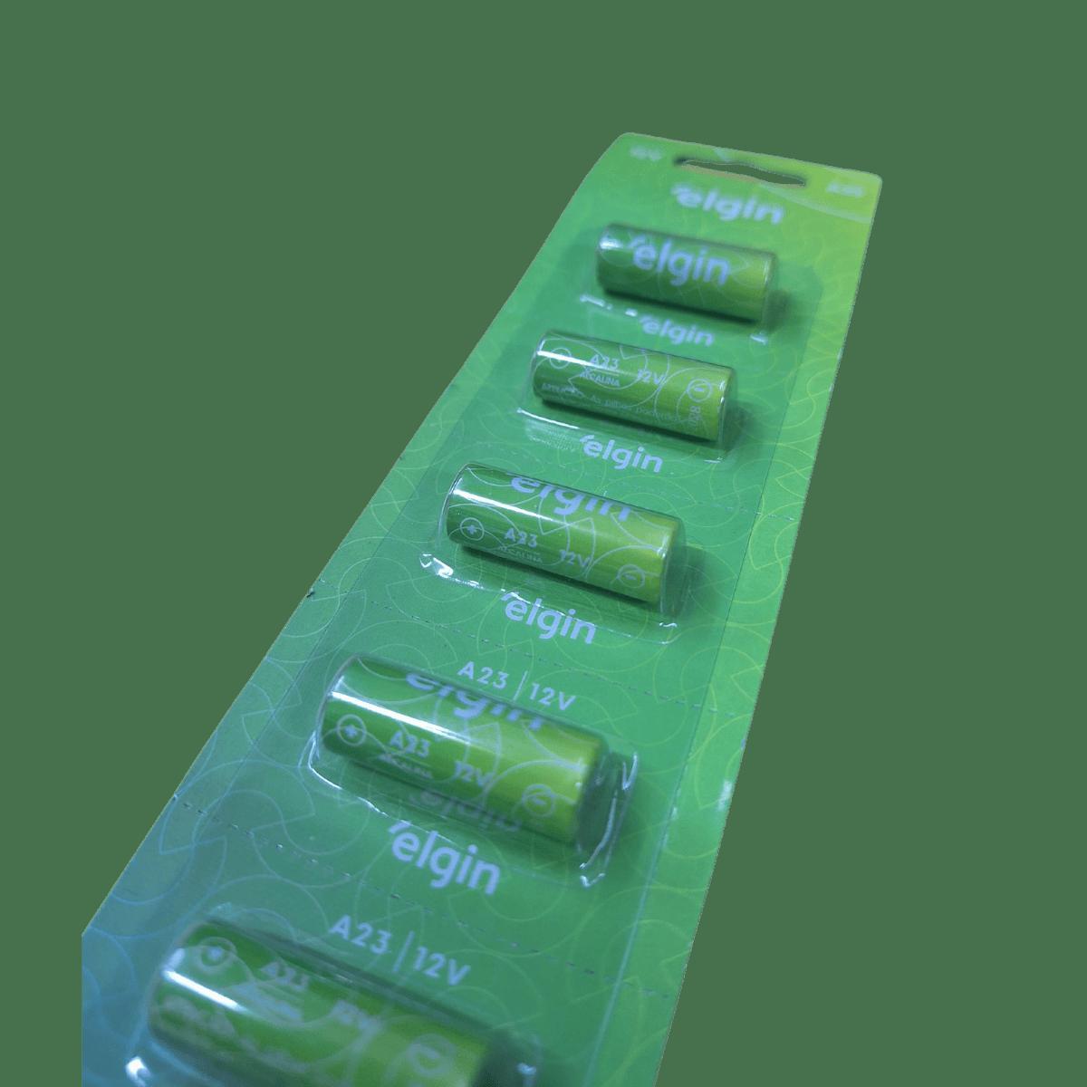 Miniatura 5 Pilha Bateria 23A 12V Alcalina Elgin P/Portão Alarme