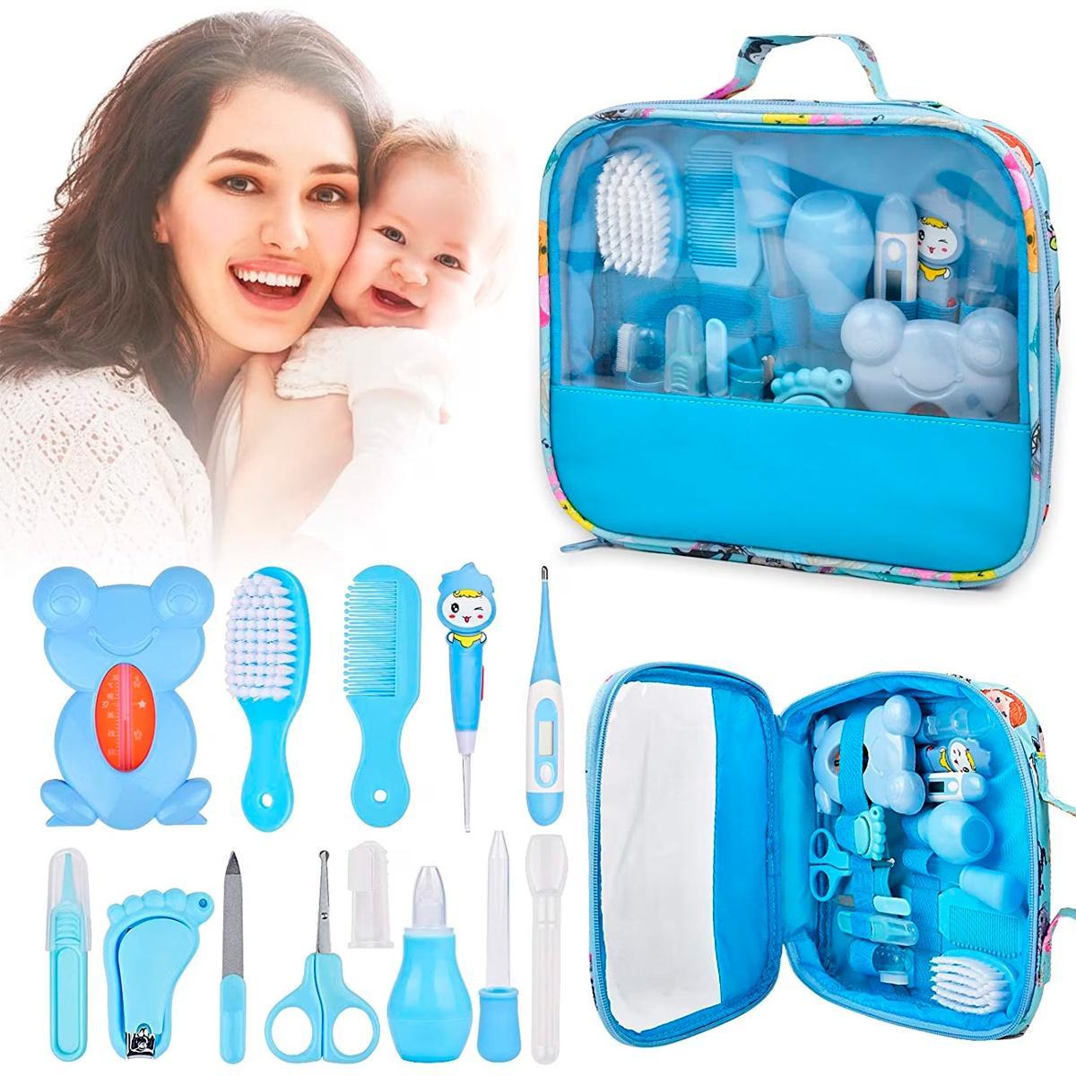Miniatura Kit Higiene Bebê Azul Recém Nascido Escova Tesoura
