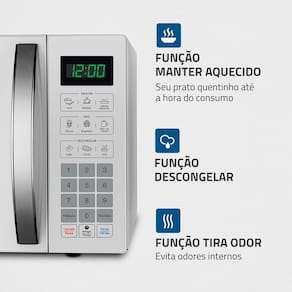 Miniatura Micro-ondas Mondial MO-02-34-W com 10 Ajustes de Potência e Função Tira Odor – 34L Branco 110V