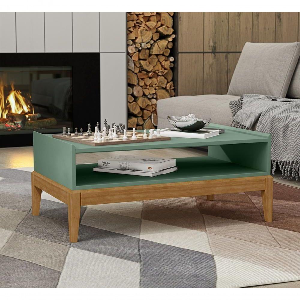 Conjunto Sala De Estar 4 Pç Mdf/madeira Milao 2 Verde Freijo Fnt Verde Freijo