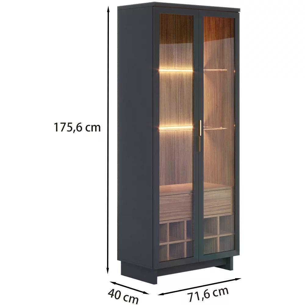 Cristaleira 2 Portas 1 Gaveta Preto Noce Milano Clb Preto No