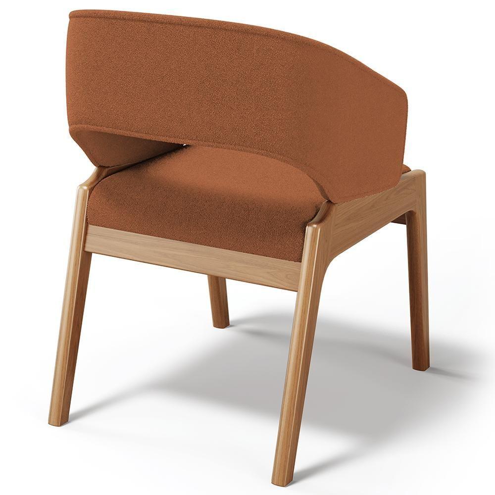 Kit 03 Cadeiras De Jantar E Estar Living Estofada Lince L02 Bouclê Terracota - Lyam Decor