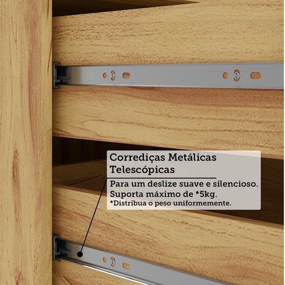 Cozinha Modulada Completa 5 Peças 11 Portas e Vidro Reflecta 349cm 100% Mdf Vicenza Espresso Móveis Amêndoa/Branco