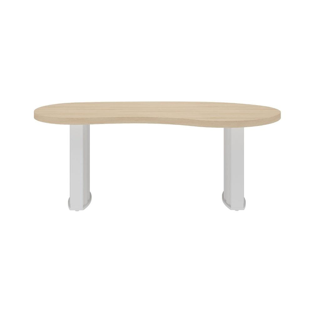 Mesa Para Escritório 200cm Curvas Orgânicas Tampo Tamburato Diretor Artany Carvalho/Branco